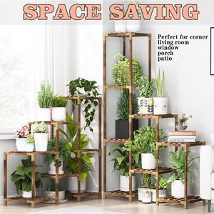 Support d'angle pour plantes d'intérieur et d'extérieur, grande étagère à plusieurs niveaux avec espace pour suspendre des pots de fleurs, pour balcon - Product Image 5