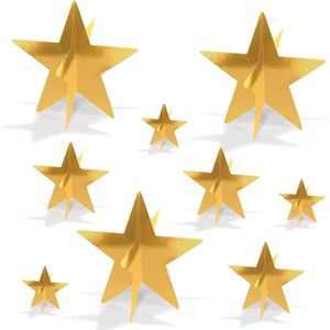 Centrotavola con Stelle 3D in Lamina Dorata, Set da 9 Pezzi, Decorazioni Metalliche a Forma di Stella in 3 Misure per Capodanno, Serate di Premiazione e Feste - Product Image 1