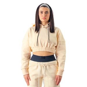 Sudadera Corta con Capucha para Mujer, Manga Larga, Tejida, Lisa, Informal, Transpirable, para Invierno, con Cremalleras, Poliéster, Estampado Digital, 160g - Product Image 4