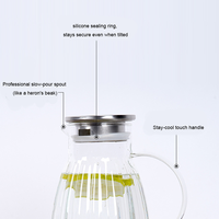 Carafe à eau en verre de 60 oz au design classique avec poignée en forme de citrouille, couvercle, passe au lave-vaisselle, pichet à eau en verre
