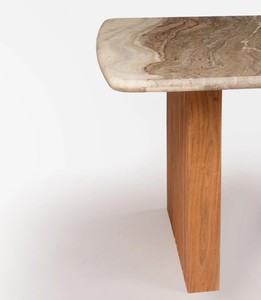 Ensemble de salle à manger rustique, table rectangulaire en bois massif avec 6 chaises, design de dossier solide, plateau en pierre frittée pour hôtel, appartement - Product Image 6