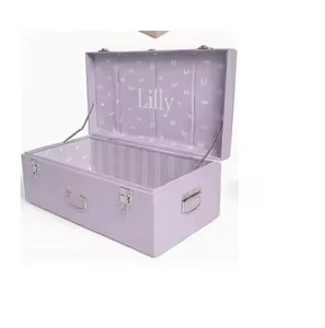 Coffre de rangement en métal violet lavande personnalisé, coffre de rangement décoratif personnalisé avec intérieur imprimé - Product Image 1