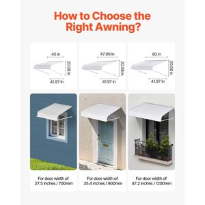 Toldo de Aluminio Resistente de 60 x 42 Pulgadas, Ligero y Estable, para Puerta y Ventana, Protección Exterior contra la Lluvia - Product Image 6