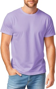 Camiseta de Algodón Azul Claro para Hombre, Manga Corta, Cuello Redondo, Corte Regular, Informal, Tejido de Punto, Color Sólido - Product Image 5