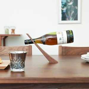 Porte-vin carré moderne en bois avec 4 supports suspendus pour gobelets - Product Image 3