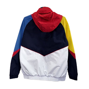 Ensemble de survêtement coupe-vent en nylon color block tendance avec impression de logo personnalisé, veste de sport légère pour la gym et les activités de plein air - Product Image 2