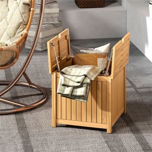 Tavolino da Esterno 2 in 1 in Legno Massello di Acacia con Foro per Ombrellone, Perfetto Tavolino Contenitore per Patio e Bordo Piscina - Product Image 3