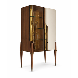 Elara Glass Luxe Unit Modern Luxury Wood <b>Bar</b> Cabinet Eco-Friendly Durable 2+ Compartments Stainless Steel PU Paint Top - Product Image 4