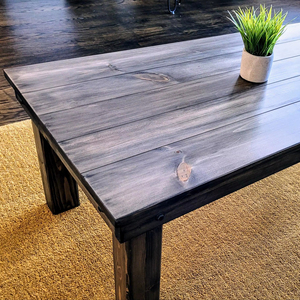 Table basse en bois massif avec quincaillerie en métal noir, table basse rustique moderne, meubles naturels pour salon, salle de séjour et bureau - Product Image 1