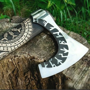 Hacha tomahawk de acero inoxidable, mango de fresno envuelto en cuero, mango de palisandro, hacha de supervivencia, hacha hecha a mano para hombres - Product Image 4