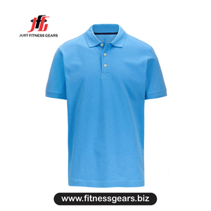 Polo de Manga Corta Azul Claro para Hombre, Color Sólido, Corte Casual, Tejido de Piqué de Algodón Transpirable - Product Image 1