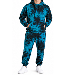 Ensemble de survêtement tie-dye personnalisé avec veste à capuche et pantalon de jogging à cordon de serrage – Tenue urbaine contemporaine pour commandes en marque blanche et personnalisation facile - Product Image 1