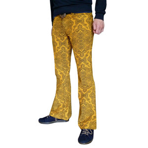 Pantalon évasé jaune imprimé pour homme, taille élastique, style décontracté, 100% coton, style été - Product Image 2