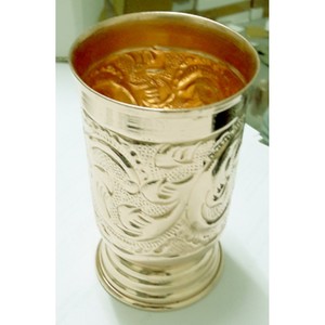 Designer <b>Copper</b> Glass Tumbler <b>Cup</b> 350ml Capacity for Water Drinking Yoga & Ayurveda Healing - Product Image 5
