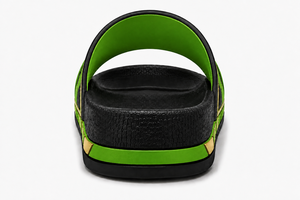 Sandales à glissière vertes personnalisées avec logo, pantoufles de sport noires et dorées, sandales EVA personnalisées pour hommes et femmes - Product Image 4