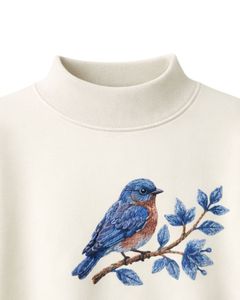 เสื้อสเวตเชิ้ตผ้าฟลีซสีขาวแบบโอเวอร์ไซส์สำหรับผู้หญิง คอตั้ง ลายพิมพ์นก สวมใส่สบาย อุ่น แฟชั่นฤดูหนาว สไตล์สตรีทแวร์ - Product Image 5