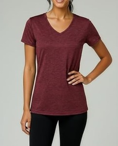 Camiseta de Mujer 2026, Superventas, Negra, Cuello Redondo, Manga Corta, Tejido Sólido de Secado Rápido, Corte Regular, Informal, para Todas las Temporadas, 100% Poliéster - Product Image 3