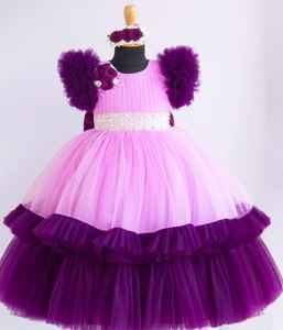 Vestido de Fiesta Color Lavanda Pálido para Niñas de 1 a 8 Años, con Volantes Plisados, Marca OEM, Ropa de Fiesta - Product Image 4
