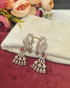 Pendientes Kundan Royal Peacock para mujer, ideales para bodas, recepciones, festivales y fiestas, joyería artificial de imitación, venta al por mayor. - Product Image 6