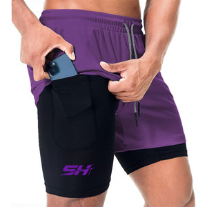 Built In <b>Compression</b> Gym <b>Shorts</b> For <b>Men</b> Muscle Support Reduce Friction Smooth Texture Blended Fabric <b>Shorts</b> With Custom Logo - Product Image 1