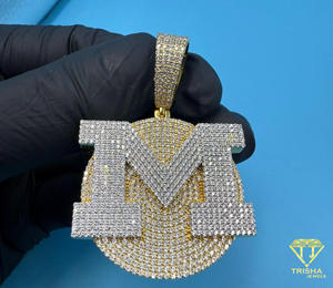 Letter "M" <b>Initial</b> <b>Pendant</b> Iced Out Moissanite Diamond Hip Hop Necklace Bling Chain Luxury Statement Jewelry Gift - Product Image 3