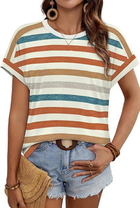 Blusas de Diseño con Logotipo Personalizado para Mujer, Ropa de Verano, Camisetas de Manga Corta Dolman, Moda 2026, Cuello en V - Product Image 2