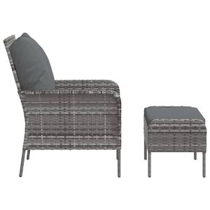 Gray Poly Rattan Patio <b>Chair</b> with <b>Footstool</b> Stylish Outdoor Furniture Set - Product Image 4