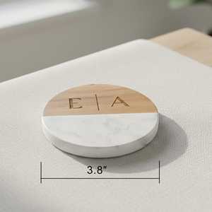 Modern Wood And Marble <b>Drink</b> <b>Coaster</b> Set Luxury Handmade Decorative <b>Coasters</b> for Dining And Living Room - Product Image 1