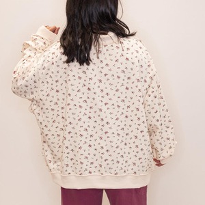 Custom New Design <b>Women</b> Oversized Floral Print Mock Neck <b>Sweatshirt</b> Pullover Heavyweight Drop Shoulder <b>Long</b> Sleeve <b>Sweatshirts</b> - Product Image 3