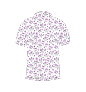 Polo de Hombre con Estampado Micro Floral Blanco y Morado, Sublimación Personalizada, Manga Corta, Verano, Casual, Transpirable, Ligero, para Golf - Product Image 2