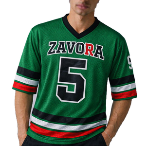 Camiseta deportiva a rayas de fútbol americano para hombre, estilo Y2K, sublimación personalizada, transpirable, de poliéster, con malla. - Product Image 5