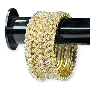 Stylish Fashion Crystal Beaded Gold Plated <b>Bangles</b> Luxury Fashion Indian Jewelry Trendy Wedding Wear for Women Wholesale Price - Product Image 4