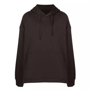 เสื้อสเวตเชิ้ตผู้ชายสีดำแบบมีฮู้ดทรงโอเวอร์ไซส์ แขนเสื้อแบบแร็กแลน สีพื้น สวมใส่สบายๆ สำหรับฤดูใบไม้ร่วง ผ้าเฟรนช์เทอร์รี่ถัก แขนยาว - Product Image 1