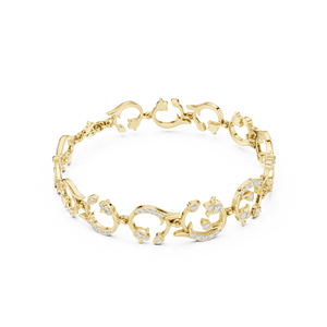 Bracelet Vintage à Motifs Floraux et Diamants, Or Jaune Massif 9K 10K 14K 18K, Diamant CVD Cultivé en Laboratoire VVS DEF, Bracelet à Maillons - Product Image 4