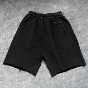 Shorts pour hommes en tissu tricoté respirant, couleur unie, avec cordon de serrage et poches, taille mi-haute, style décontracté - Product Image 4