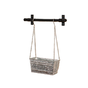 Juego de dos macetas de pared semicirculares de acero galvanizado estilo primitivo, acabado en pintura blanca, para colgar en interiores y exteriores. - Product Image 2