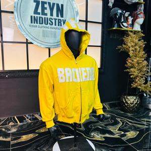 Sweat-shirts pour hommes à coupe ample, couleur personnalisée, style vintage, effet délavé à l'acide, avec fermeture éclair et lettres vieillies, prix de gros - Product Image 4