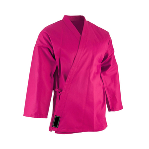 Pink Karate Uniform Set for Adults Unisex Cotton Martial Arts Wear with White Belt Regular Fit Durable Plain Dyed OEM ODM Custom - Product Image 2