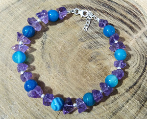 Blue Lace Agate & Amethyst Adjustable <b>Bracelets</b> In 925 Silver Starling <b>Bracelets</b> Handmade Making <b>Gemstone</b> & Silver <b>Bracelets</b> - Product Image 4
