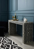 Table console de luxe en bois massif avec incrustations en os, table de rangement moderne pour entrée d'appartement, table de canapé décorative, mobilier de salon