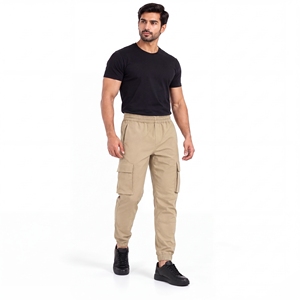 Pantalon cargo pour homme, taille élastique, plusieurs poches, respirant, en toile, style décontracté, pantalon de jogging mi-lourd pour l'automne - Product Image 5