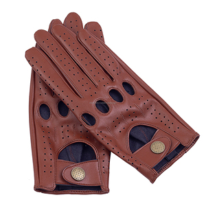 Summer Leather Driving <b>Gloves</b> Breathable Perforated <b>Fingerless</b> Car Racing <b>Gloves</b> At Factory Price - Product Image 3