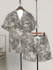 Men's Summer Casual Breathable 3D Printed Knitted Short-Sleeved <b>Shirt</b> Shorts Set Digital Printing Fashion Beach Leisure - Product Image 2