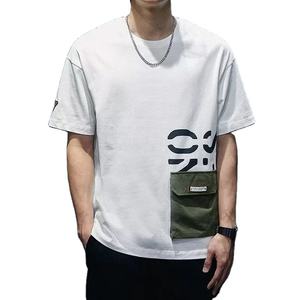 Camiseta de verano de manga corta con estampado de letras para hombre con bolsillo Cargo, camisetas informales de algodón con cuello redondo, ropa de calle Y2K, camisetas de gran tamaño - Product Image 4