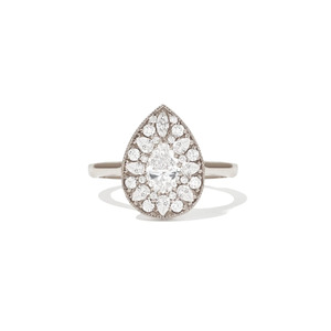 Anillo Art Deco de Oro Amarillo de 14K con Racimo de Diamantes Cultivados en Laboratorio en Forma de Pera - Product Image 6