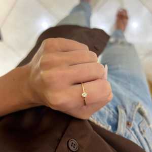 Anillos Apilables con Diamantes Pequeños, Corte Redondo, Cultivados en Laboratorio, Oro Sólido de 14k y 18k, Minimalistas, de Promesa, Joyería Fina Moderna, Regalos para Mujer - Product Image 4