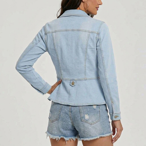 Vestes en jean respirantes pour femmes, taille standard, fermeture à boutons, manches longues, coupe moderne, logo personnalisé, veste en jean pour femmes - Product Image 6