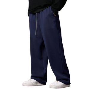 Pantalones de chándal personalizados de algodón de punto con forro polar, cintura elástica, de peso medio, holgados, de pierna ancha, estilo baggy, para hombre, de ajuste relajado, para invierno - Product Image 3