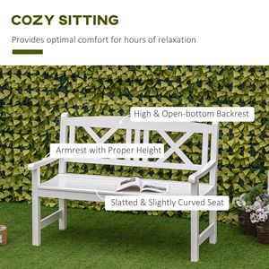 Panca da Giardino in Legno a 2 Posti da 120 cm, con Schienale a X Unico, Divanetto da Esterno per Patio, Giardino, Prato, Veranda, Ideale per Centri Commerciali e Parchi, Bianca - Product Image 5