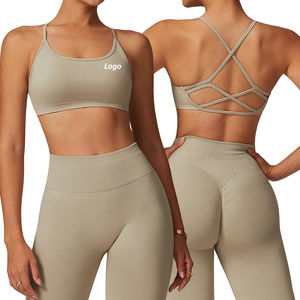 Soutien-gorge de sport yoga pour femme à maintien élevé, respirant, séchage rapide, en Spandex/Nylon, avec nœud décoratif, col en U, bretelles non ajustables, OEM - Product Image 4